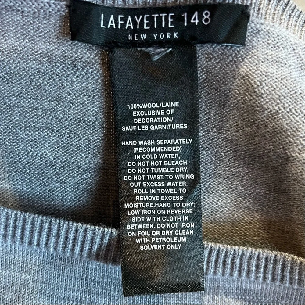 Lafayette 148 Sweater Women’s XL* Gray Black Wool Short Sleeve Boxy Soft Fall